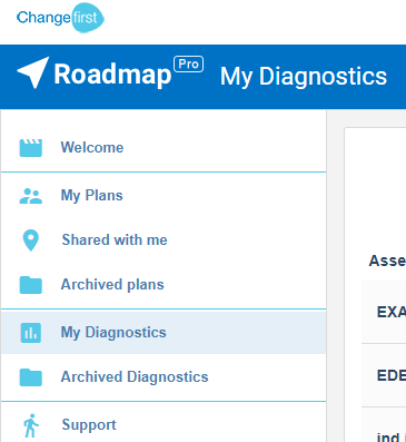Image showing main app navigation with My Diagnostics highlighted