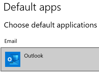 Image showing the Windows 10 default apps menu and Outlook