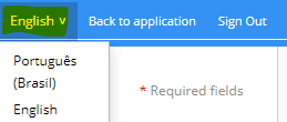 My Account snippet highlight language drop-down for available user interface language options.